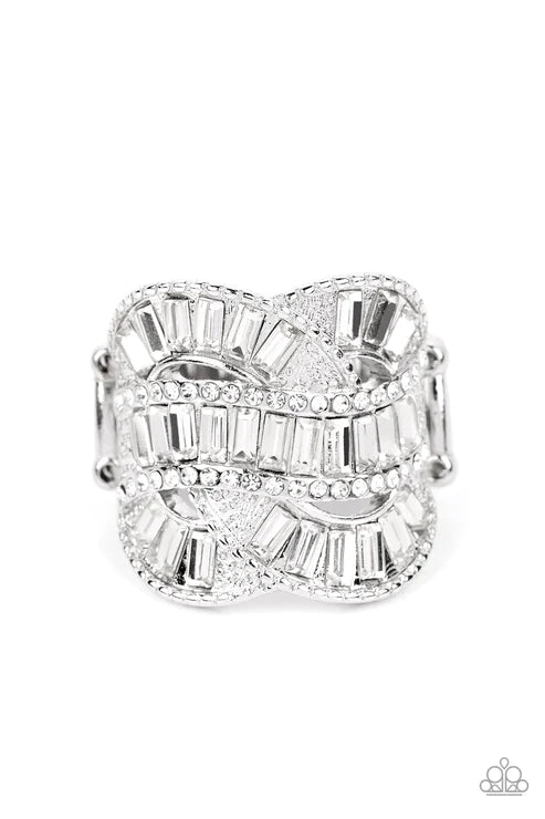 Six-Figure Flex - White Ring ♥ Paparazzi Accessories