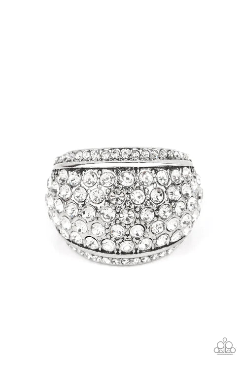 Running OFF SPARKLE - White Ring ♥ Paparazzi Accessories - GlaMarous Titi Jewels