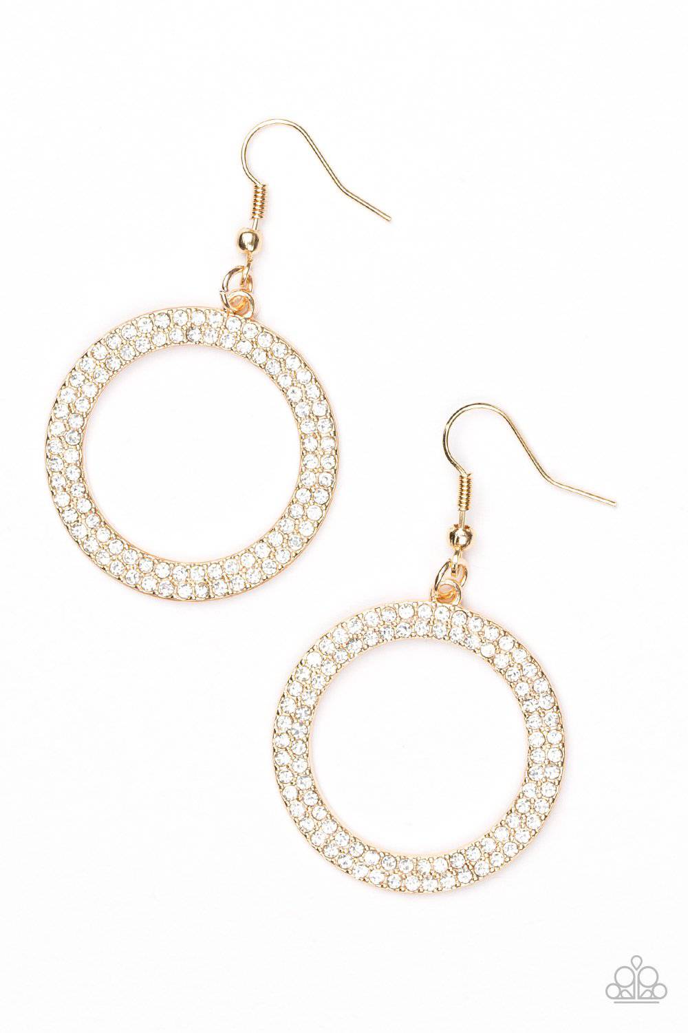 Bubbly Babe - Gold Rhinestone Earrings - Paparazzi Accessories - GlaMarous Titi Jewels