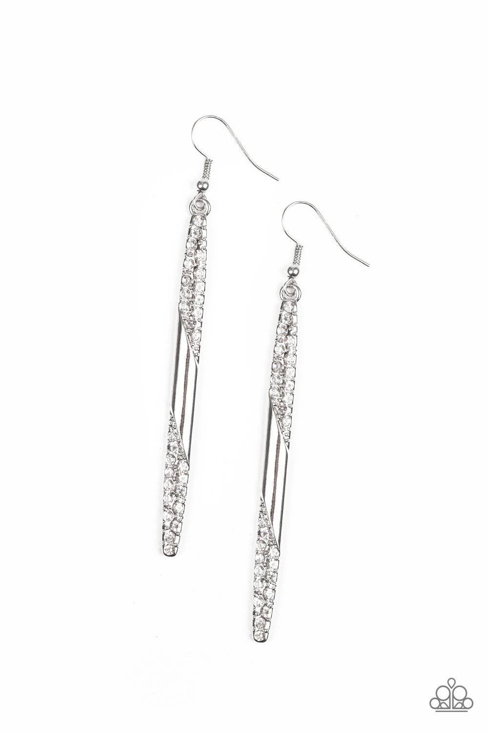 Award Show Attitude White Earrings - Paparazzi Accessories - GlaMarous Titi Jewels
