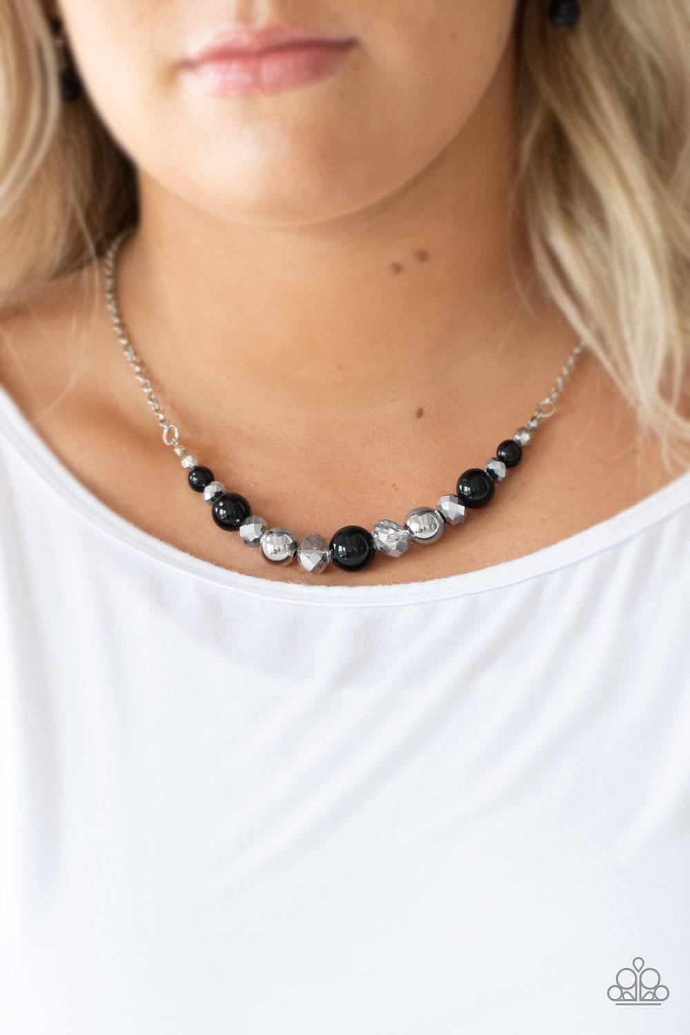 Black bead necklace deals paparazzi