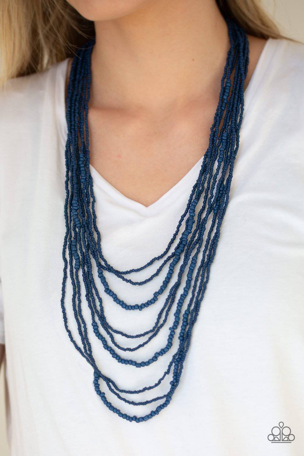 Paparazzi blue seed 2025 bead necklace