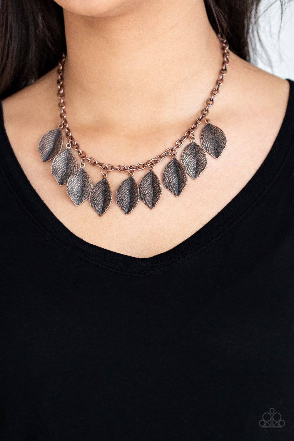 Copper leaf store necklace paparazzi