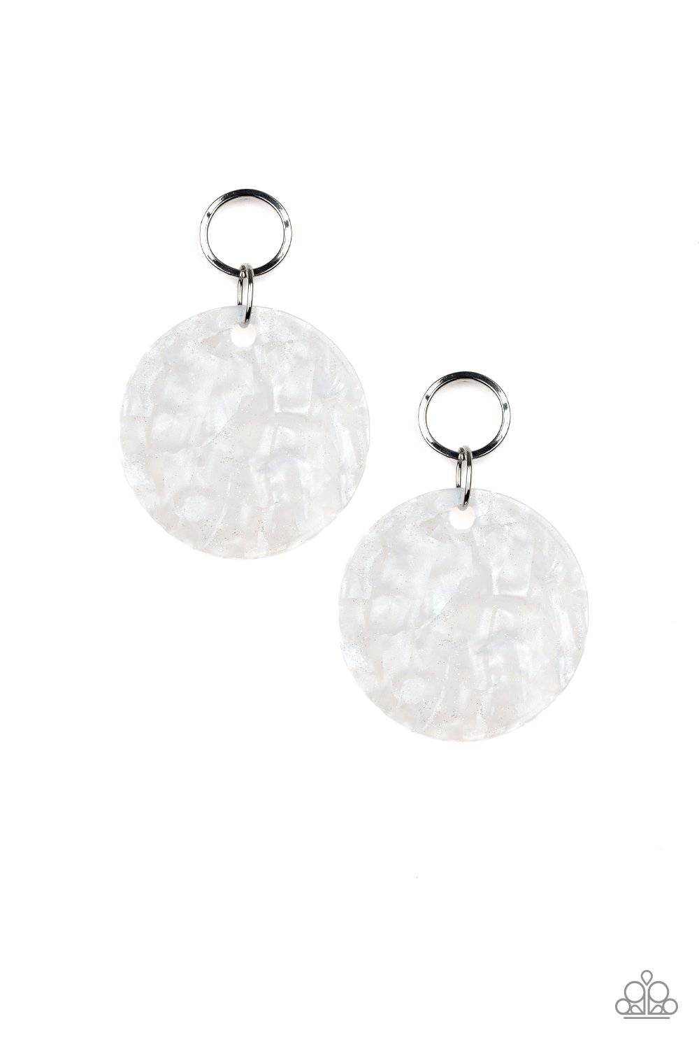 Beach Bliss - White Acrylic Earrings - Paparazzi Accessories - GlaMarous Titi Jewels