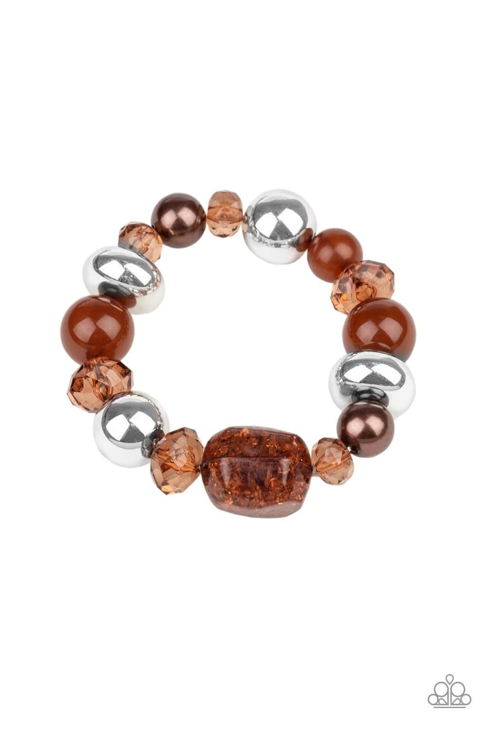 Ice Ice-Breaker - Brown Pearl and Crystal-Like Bracelet - Paparazzi Accessories - GlaMarous Titi Jewels