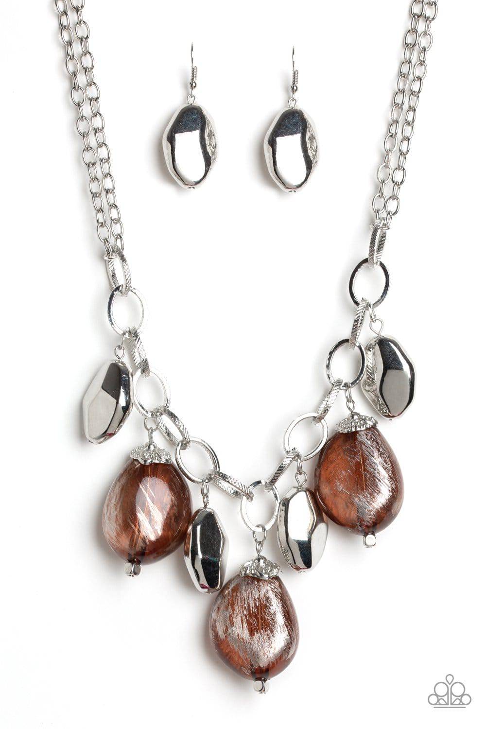 Looking Glass Glamorous - Brown Oversized Glassy Bead Necklace - Paparazzi Accessories - GlaMarous Titi Jewels