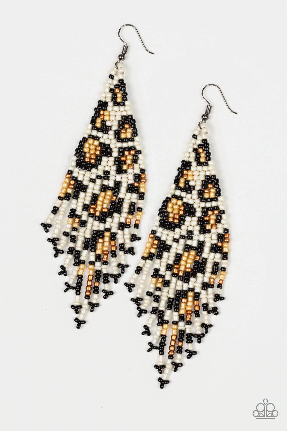 Bodacious Bombshell - White Seed Bead Earrings - Paparazzi Accessories - GlaMarous Titi Jewels