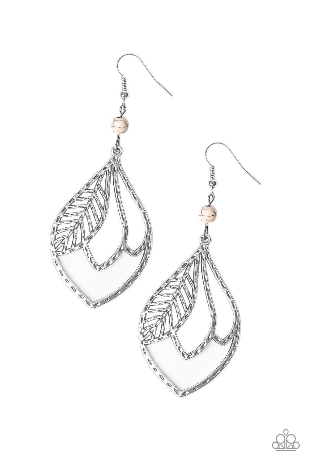 Absolutely Airborne - White Feather Earrings - Paparazzi Accessories - GlaMarous Titi Jewels