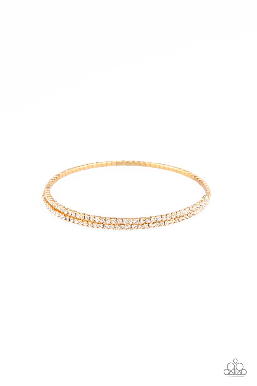 Sleek Sparkle - Gold Rhinestone Bracelet - Paparazzi Accessories - GlaMarous Titi Jewels