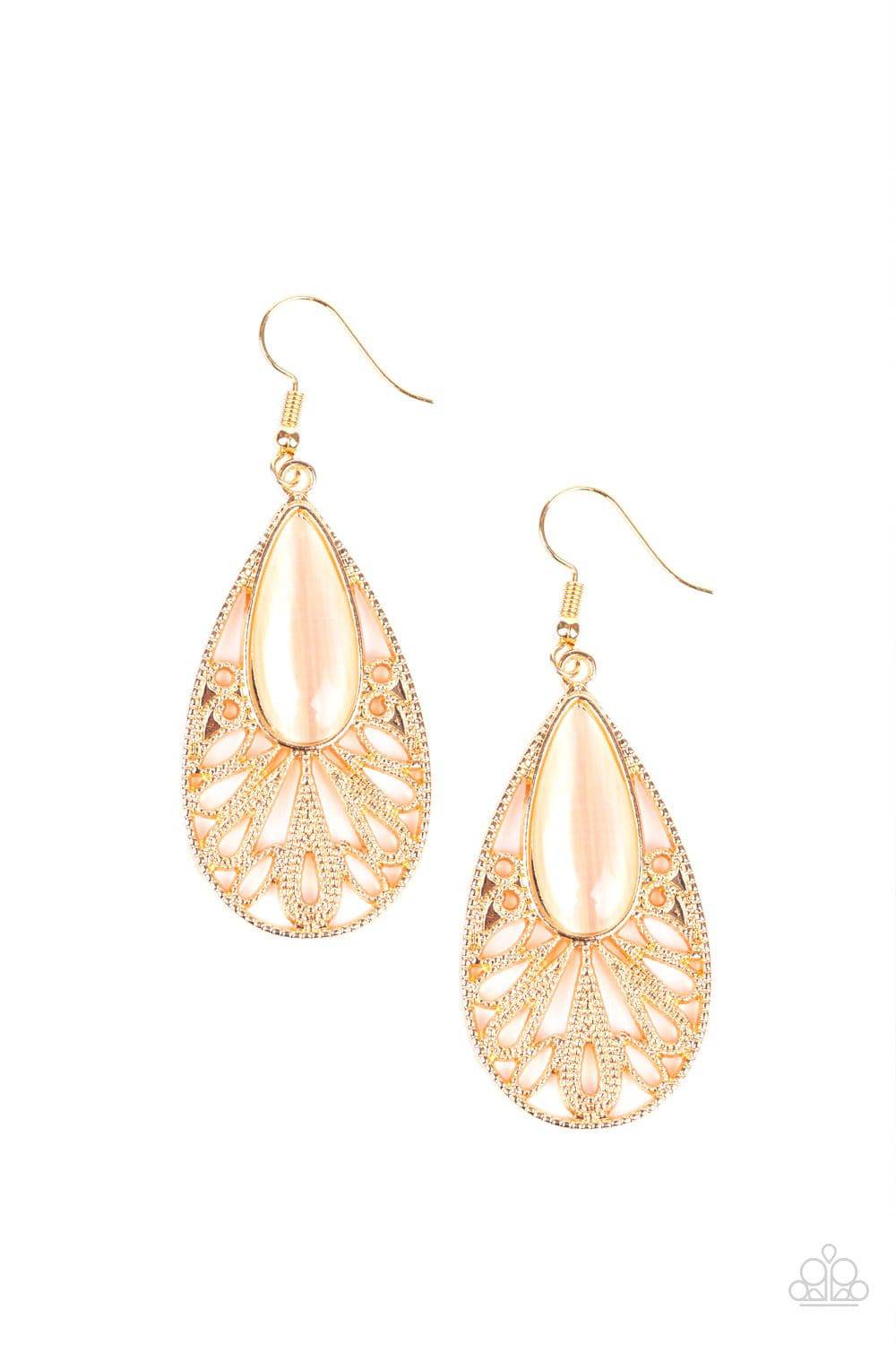 Glowing Tranquility - Gold Cat's Eye Earrings - Paparazzi Accessories - GlaMarous Titi Jewels