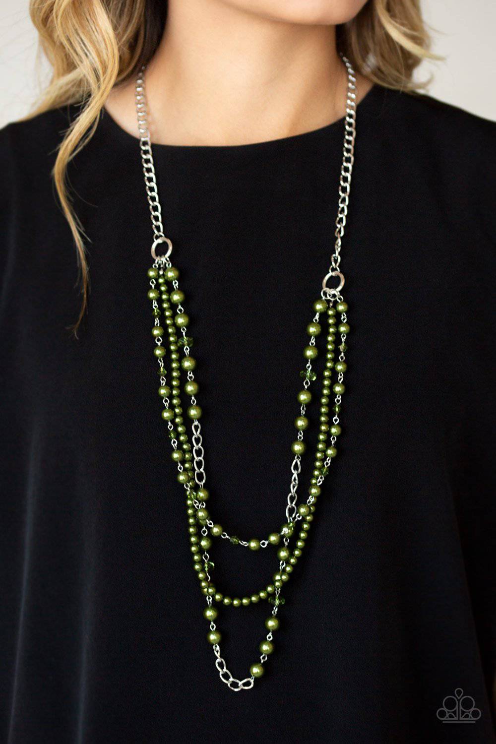 Paparazzi green pearl on sale necklace