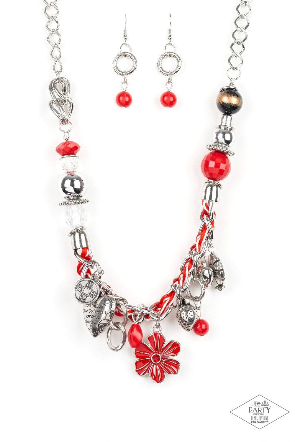 Charmed, I Am Sure Red Necklace - Paparazzi Accessories - GlaMarous Titi Jewels
