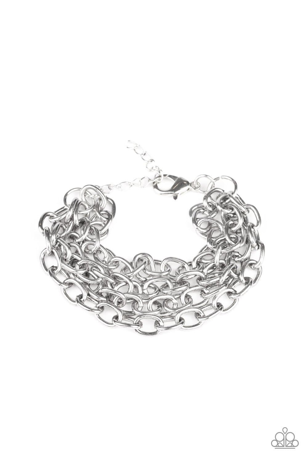 Fast Ball Silver Chain Bracelet - Paparazzi Accessories - GlaMarous Titi Jewels