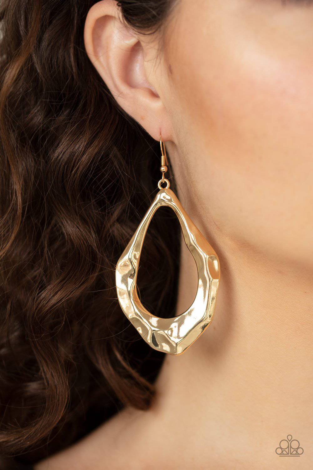Industrial Imperfection - Gold Fishhook Earrings - Paparazzi Accessori –  GlaMarous Titi Jewels
