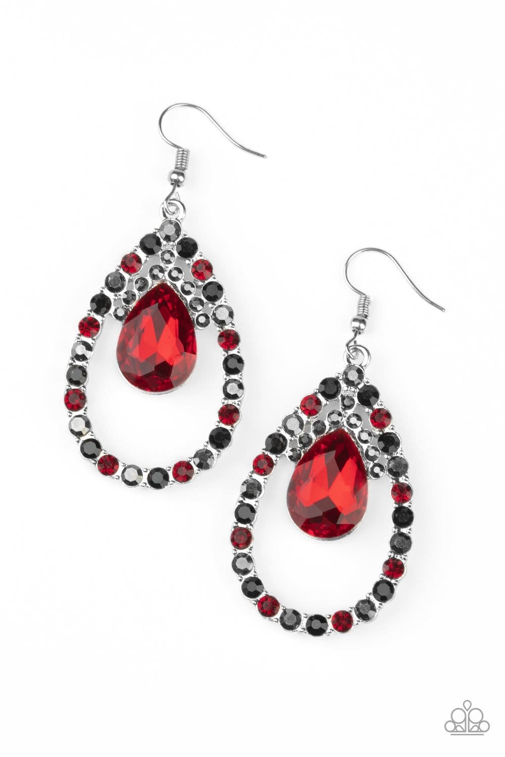 Trendsetting Twinkle - Red, Black, & Hematite Rhinestone Earrings - Paparazzi Accessories - GlaMarous Titi Jewels