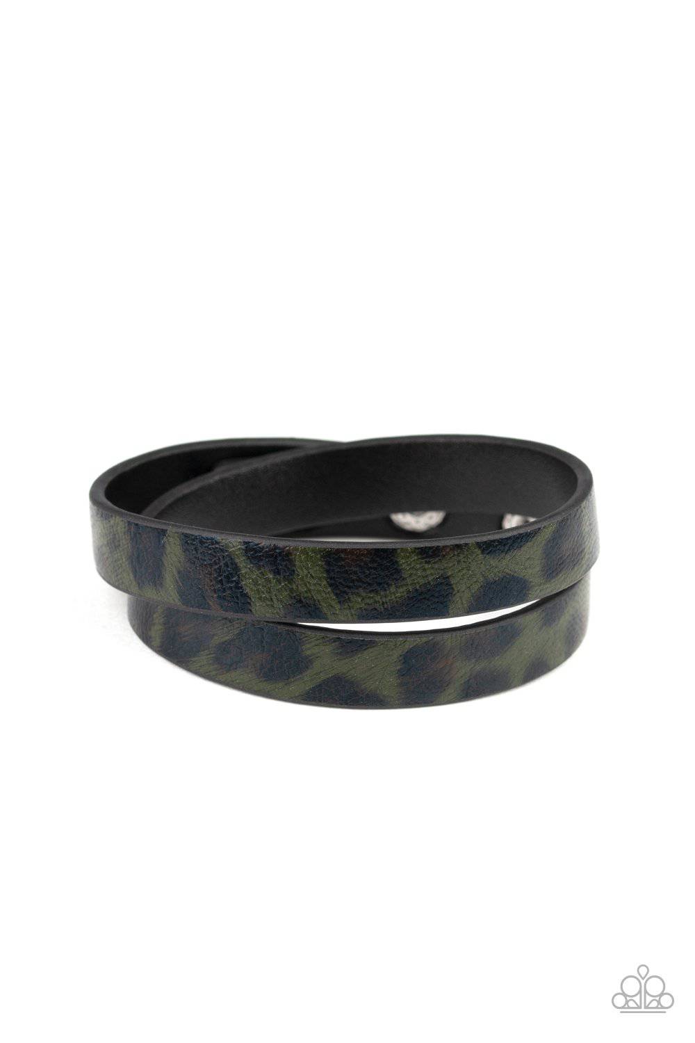 All GRRirl - Green & Black Cheetah Wrap Bracelet - Paparazzi Accessories - GlaMarous Titi Jewels