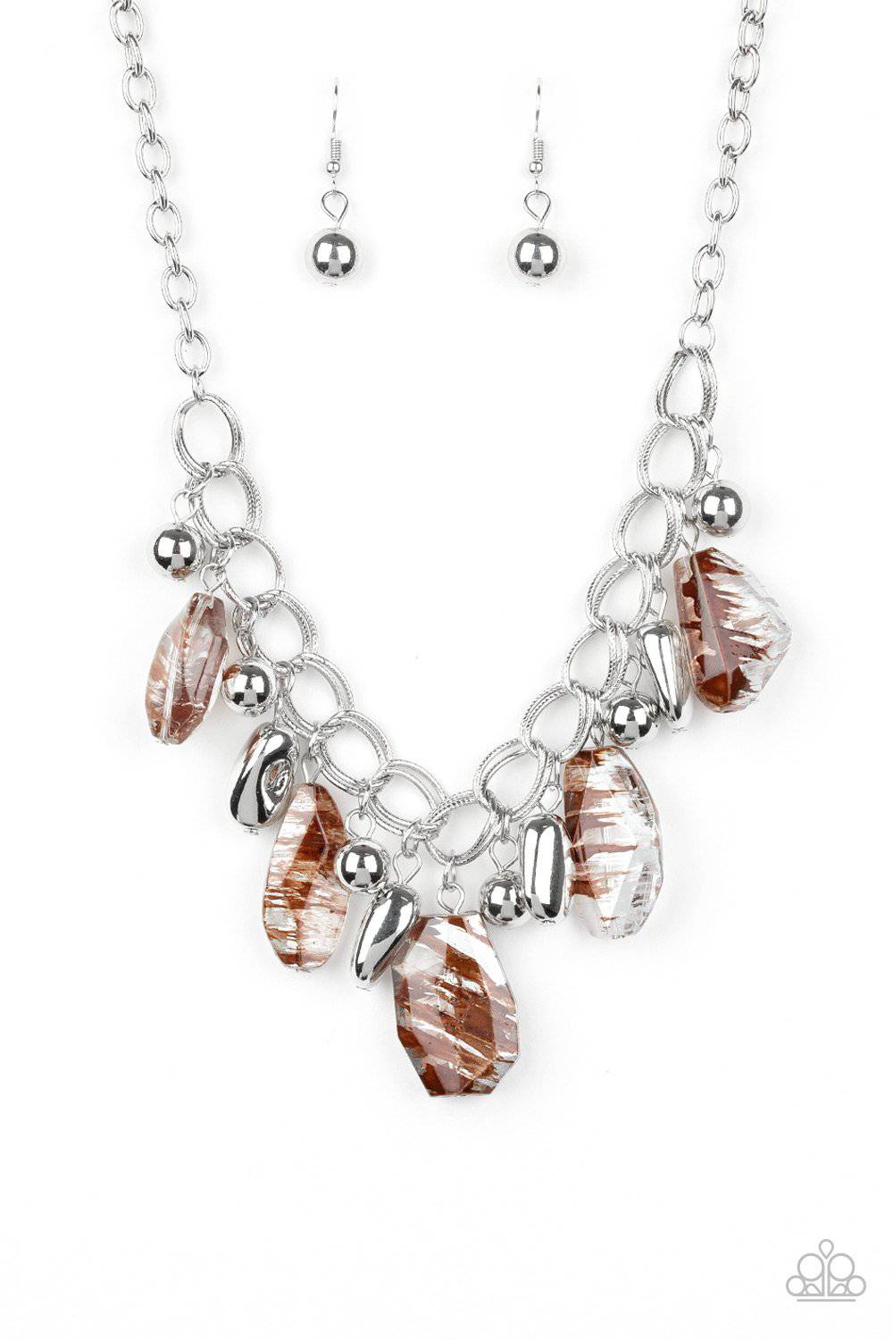 Chroma Drama - Brown Glassy Bead Necklace - Paparazzi Accessories - GlaMarous Titi Jewels