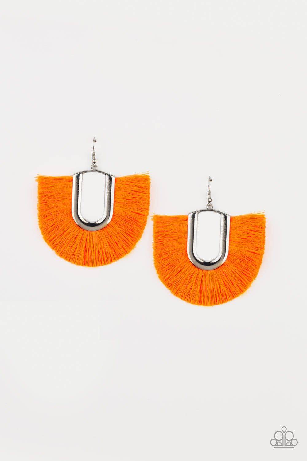 Tassel Tropicana - Neon Orange Fringe Earrings - Paparazzi Accessories - GlaMarous Titi Jewels