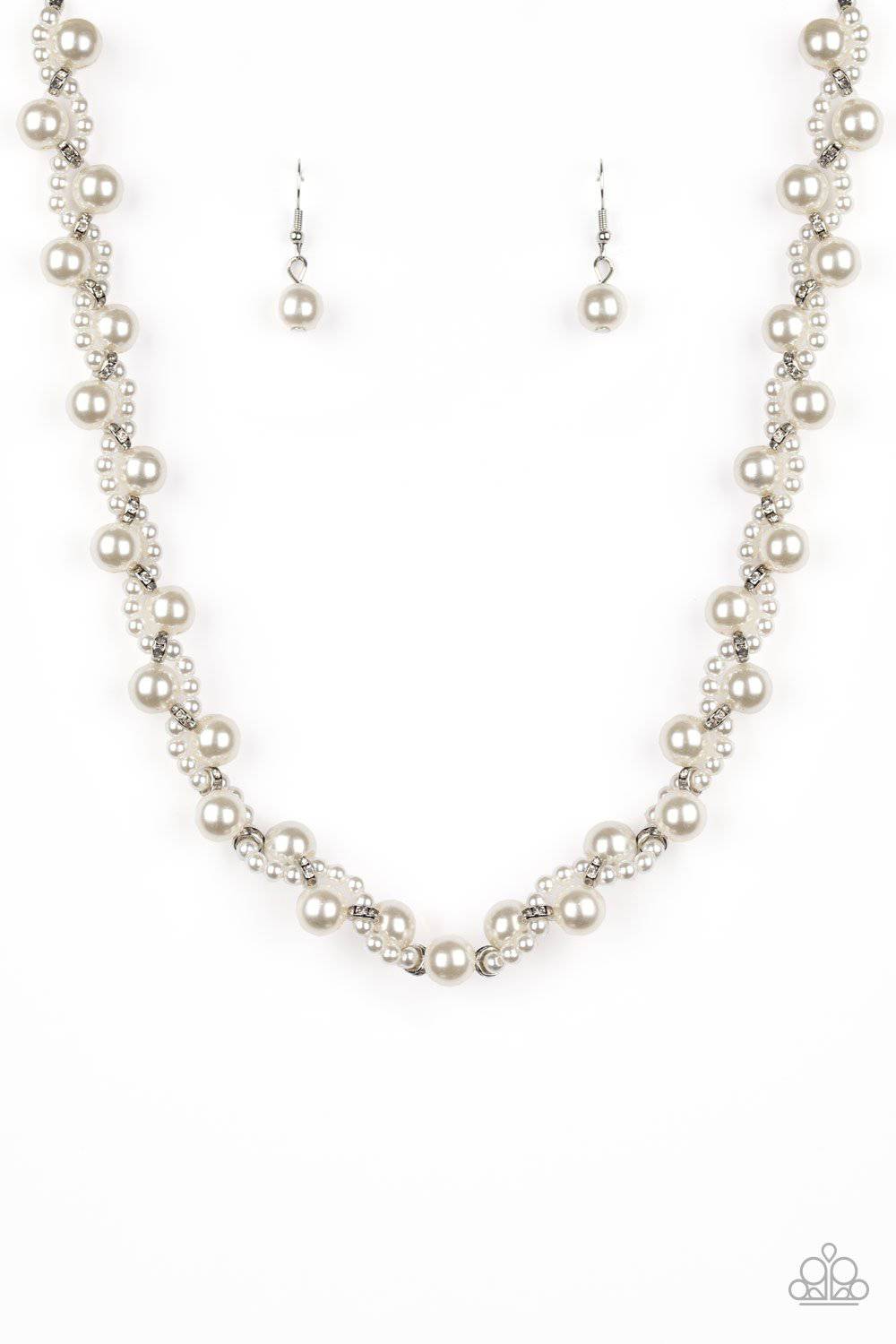 Uptown Opulence - White Rhinestones & Pearls - Paparazzi Accessories - GlaMarous Titi Jewels
