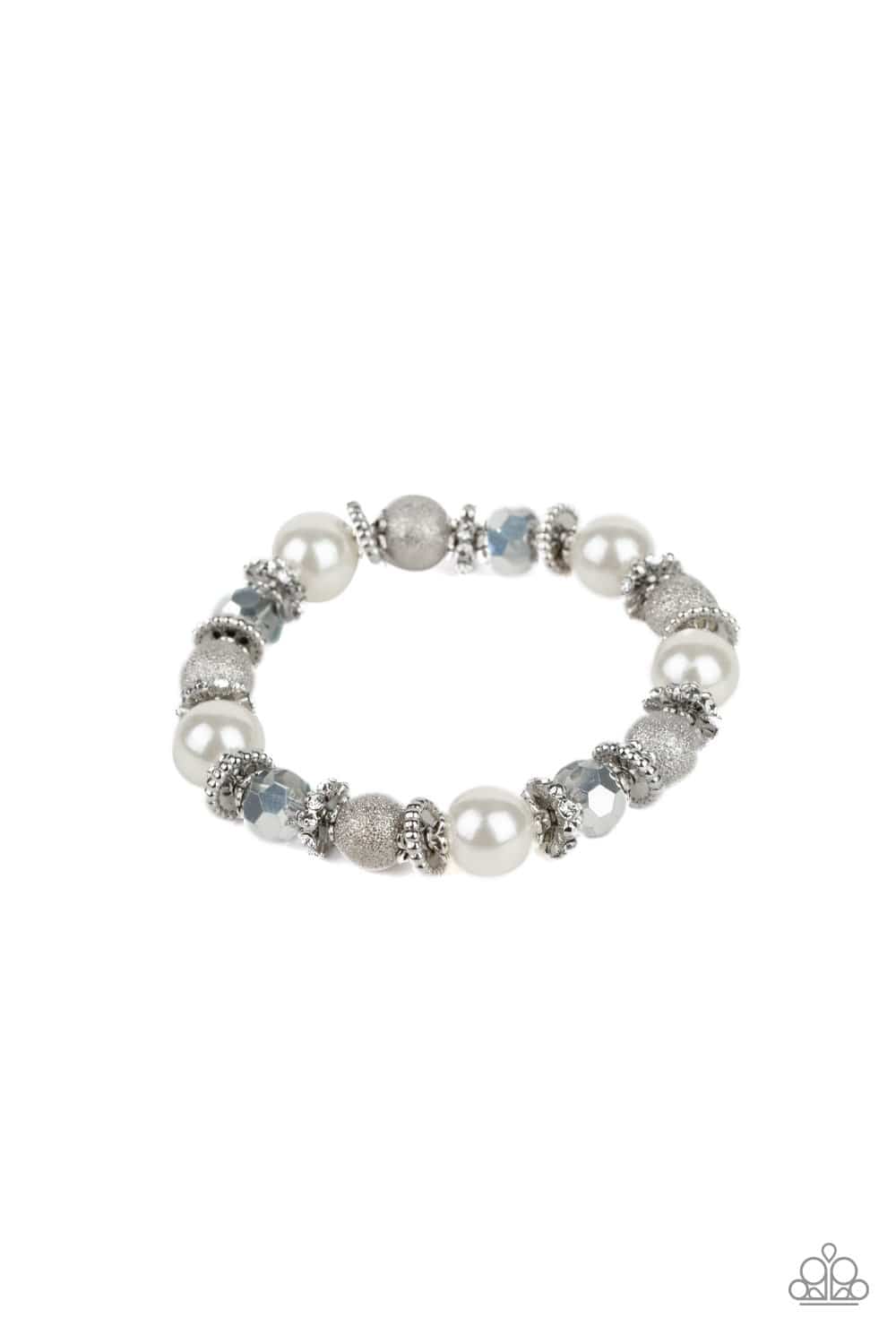 Sparking Conversation - White Pearl, Crystal & Rhinestone Bracelet - Paparazzi Accessories - GlaMarous Titi Jewels