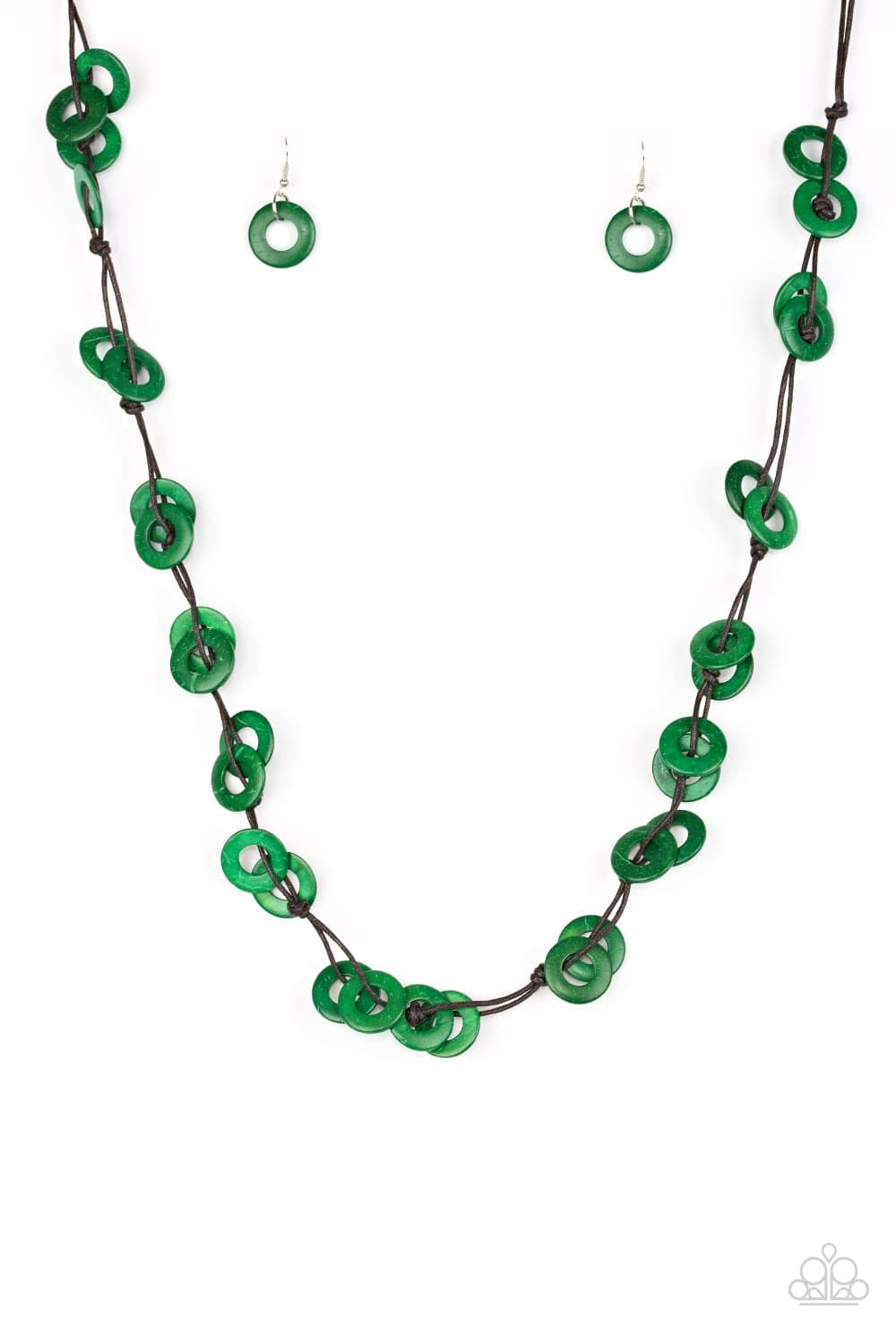 Waikiki Winds - Green Wooden Necklace- Paparazzi Accessories - GlaMarous Titi Jewels
