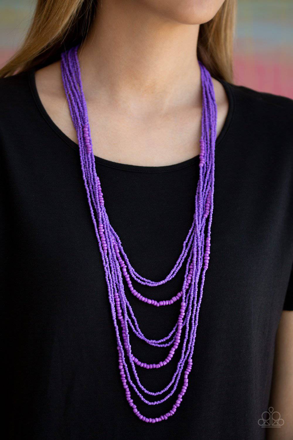 Purple seed bead necklace outlet paparazzi