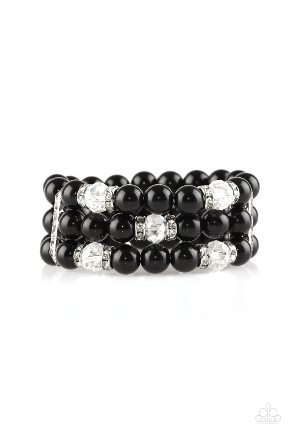 Undeniably Dapper - Black Rhinestone Stretchy Bracelet - Paparazzi Accessories - GlaMarous Titi Jewels