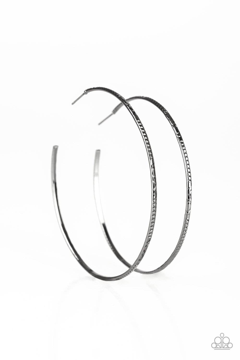Sleek Fleek - Gunmetal Hoop Earrings- Paparazzi Accessories - GlaMarous Titi Jewels