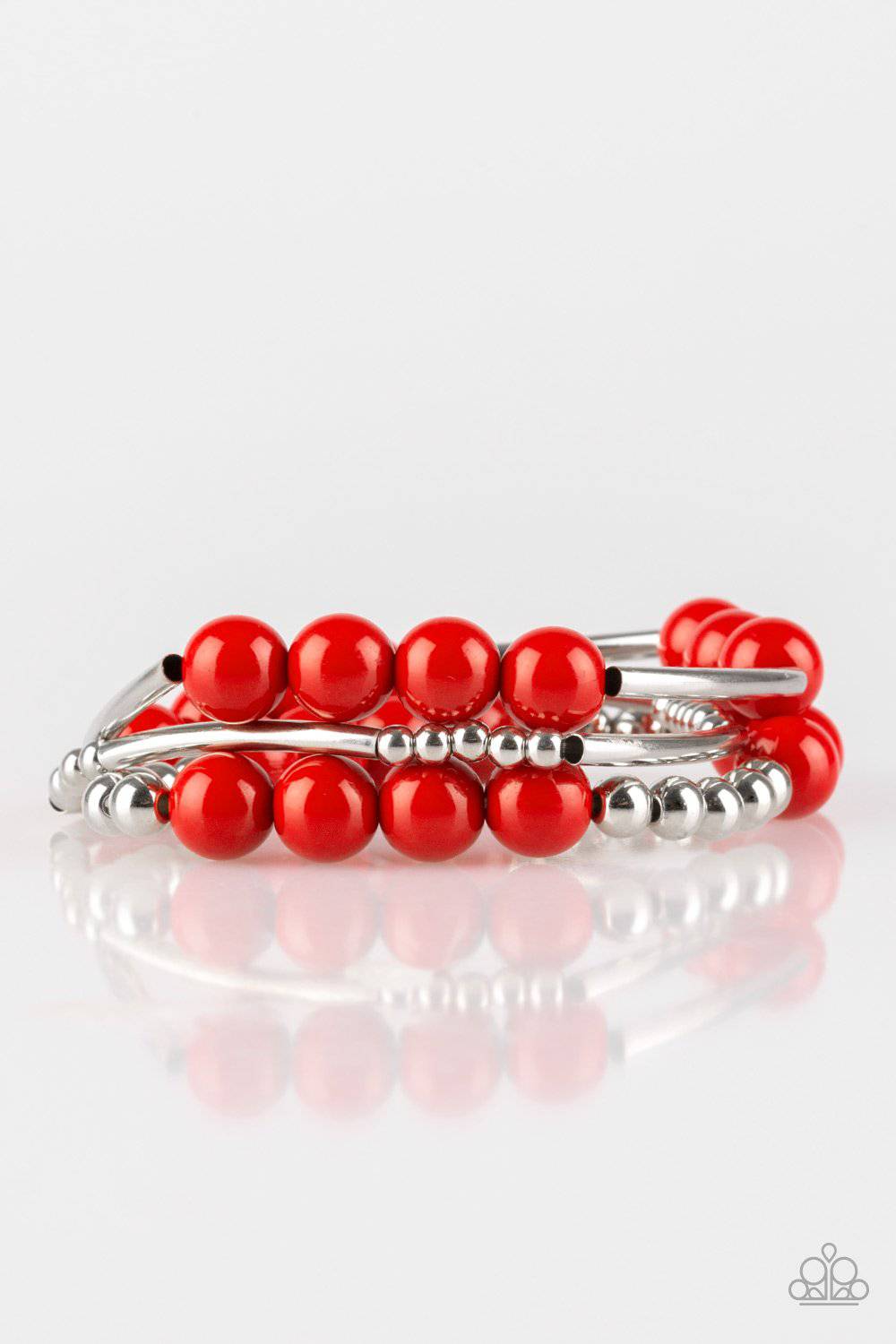 New Adventures - Red Stretchy Bracelet - Paparazzi Accessories - GlaMarous Titi Jewels