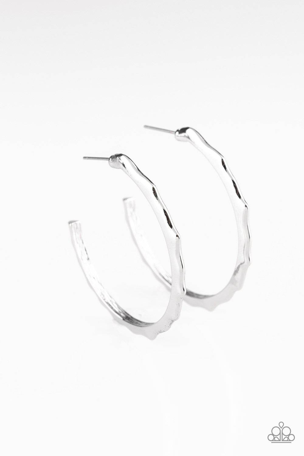 Danger Zone - Silver Hoop Earrings - Paparazzi Accessories - GlaMarous Titi Jewels