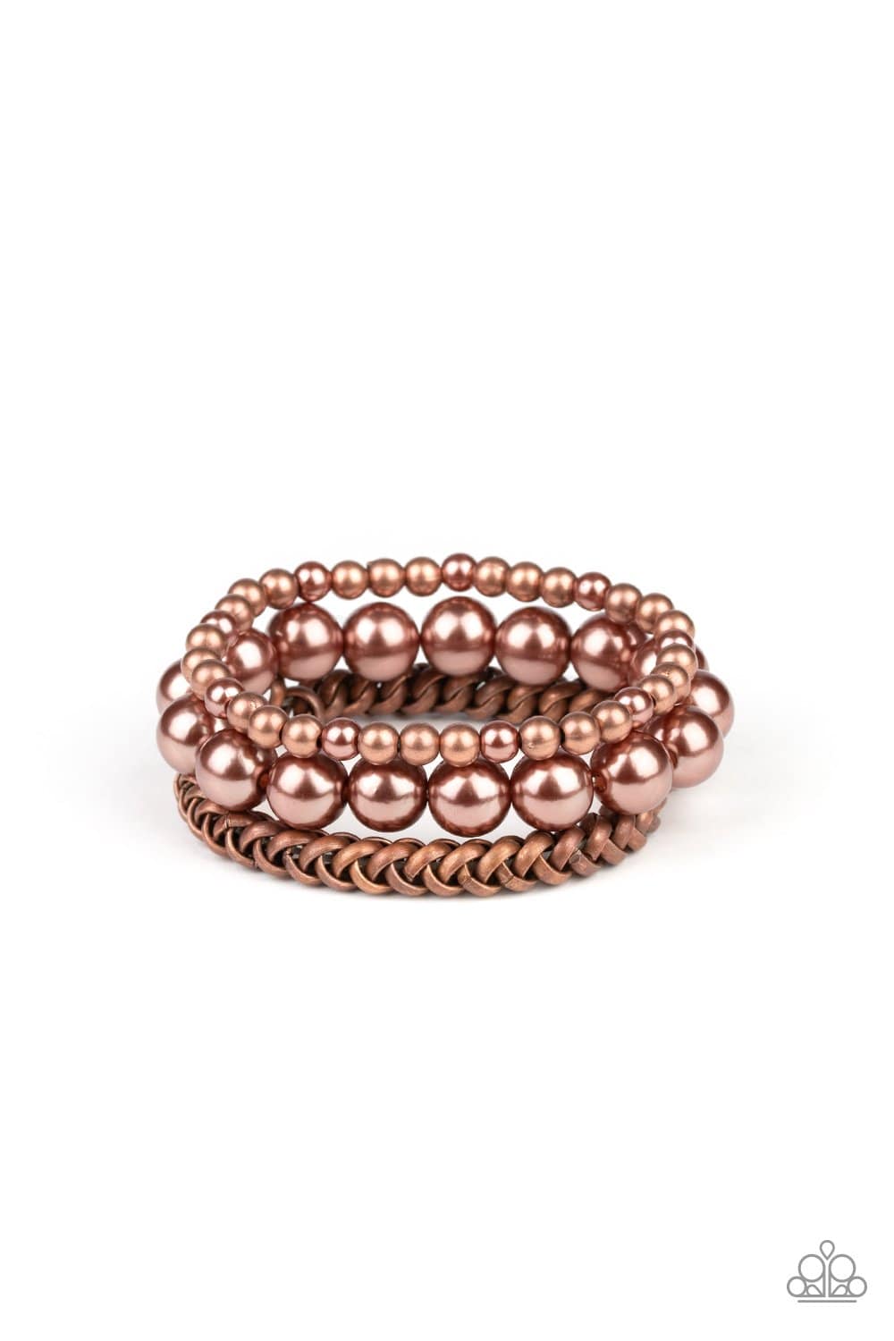 A PEARL-fect Ten - Copper Stretchy Bracelet- Paparazzi Accessories - GlaMarous Titi Jewels