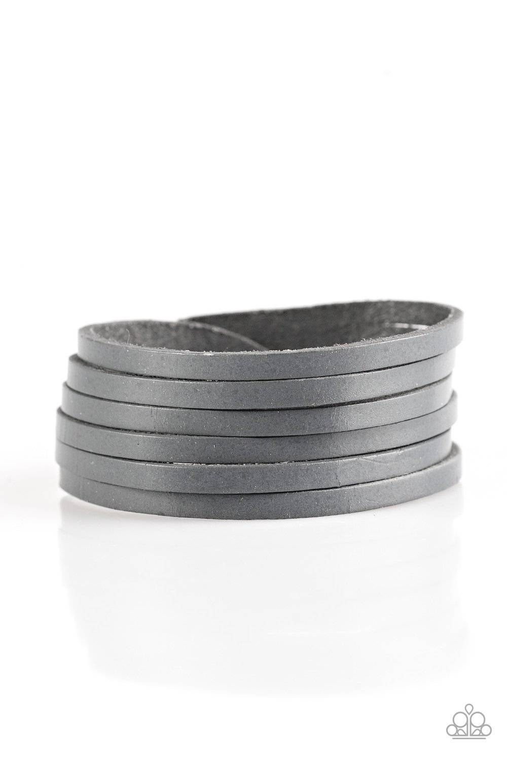 Day Hike - Gray Leather Wrap Bracelet - Paparazzi Accessories - GlaMarous Titi Jewels