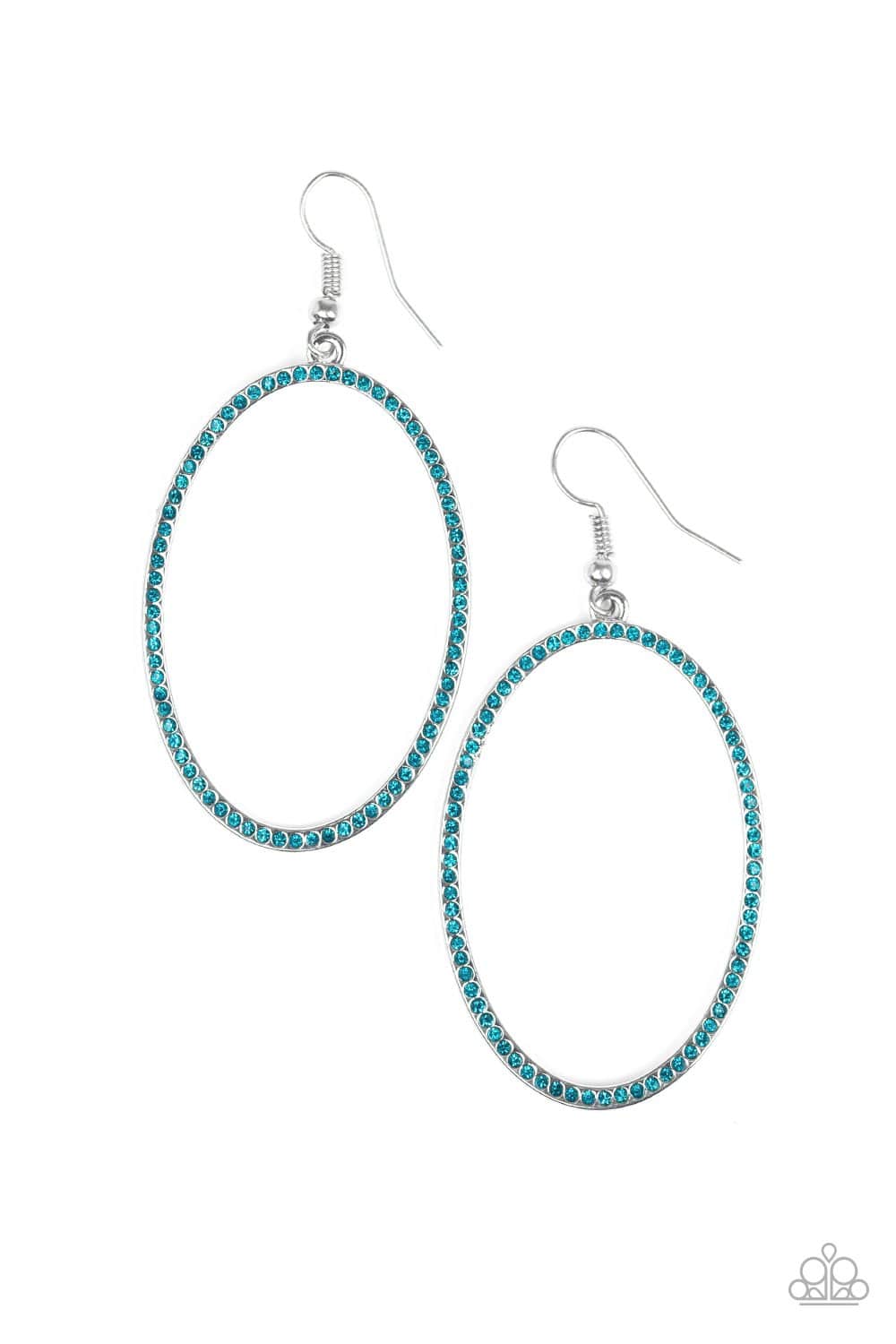 Dazzle On Demand - Blue Rhinestone Hoop Earrings- Paparazzi Accessories - GlaMarous Titi Jewels