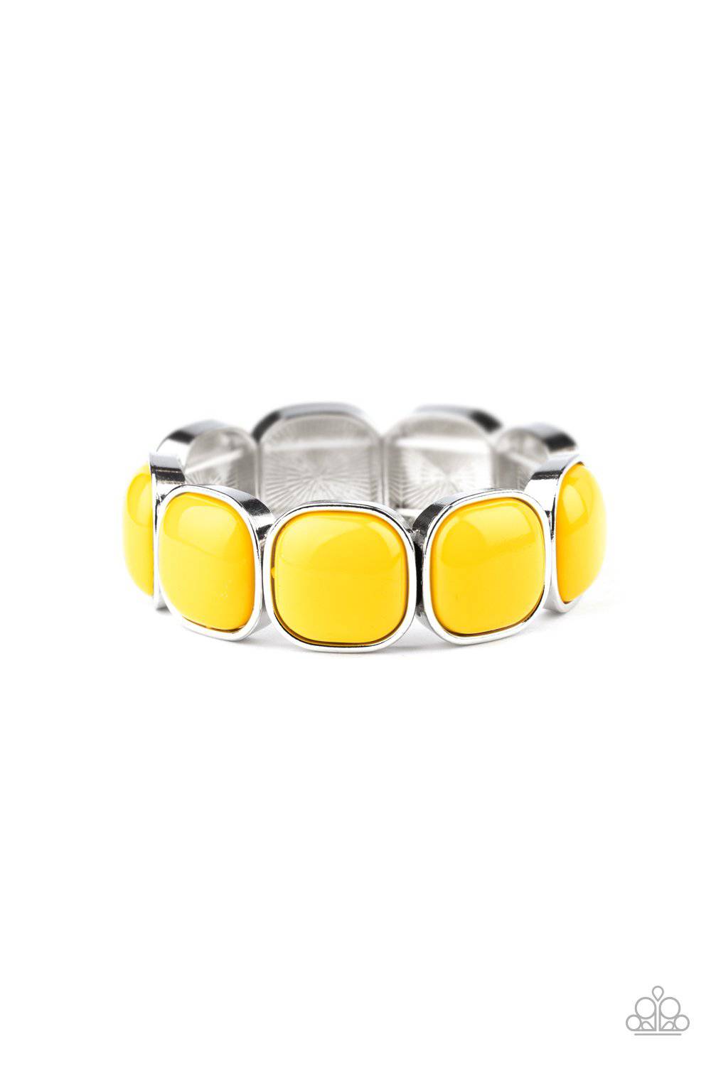 Vivacious Volume - Yellow Stretchy Bracelet- Paparazzi Accessories - GlaMarous Titi Jewels