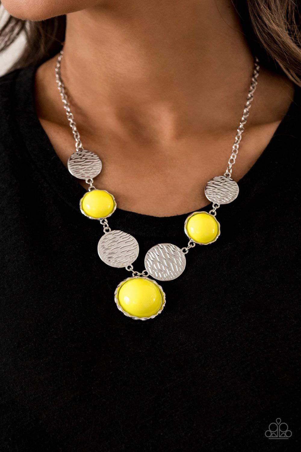 Yellow bead necklace deals paparazzi