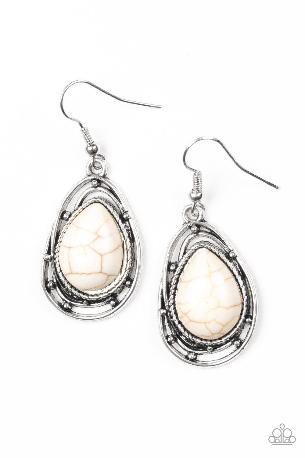 Abstract Anthropology - White Crackle Stone Earrings- Paparazzi Accessories - GlaMarous Titi Jewels
