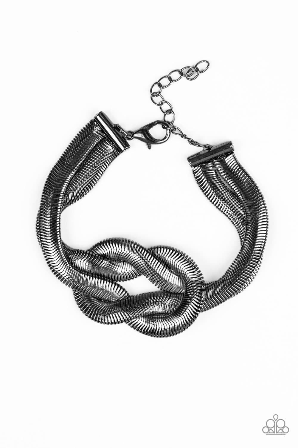 To The Max - Black Herringbone Knot Bracelet - Paparazzi Accessories - GlaMarous Titi Jewels