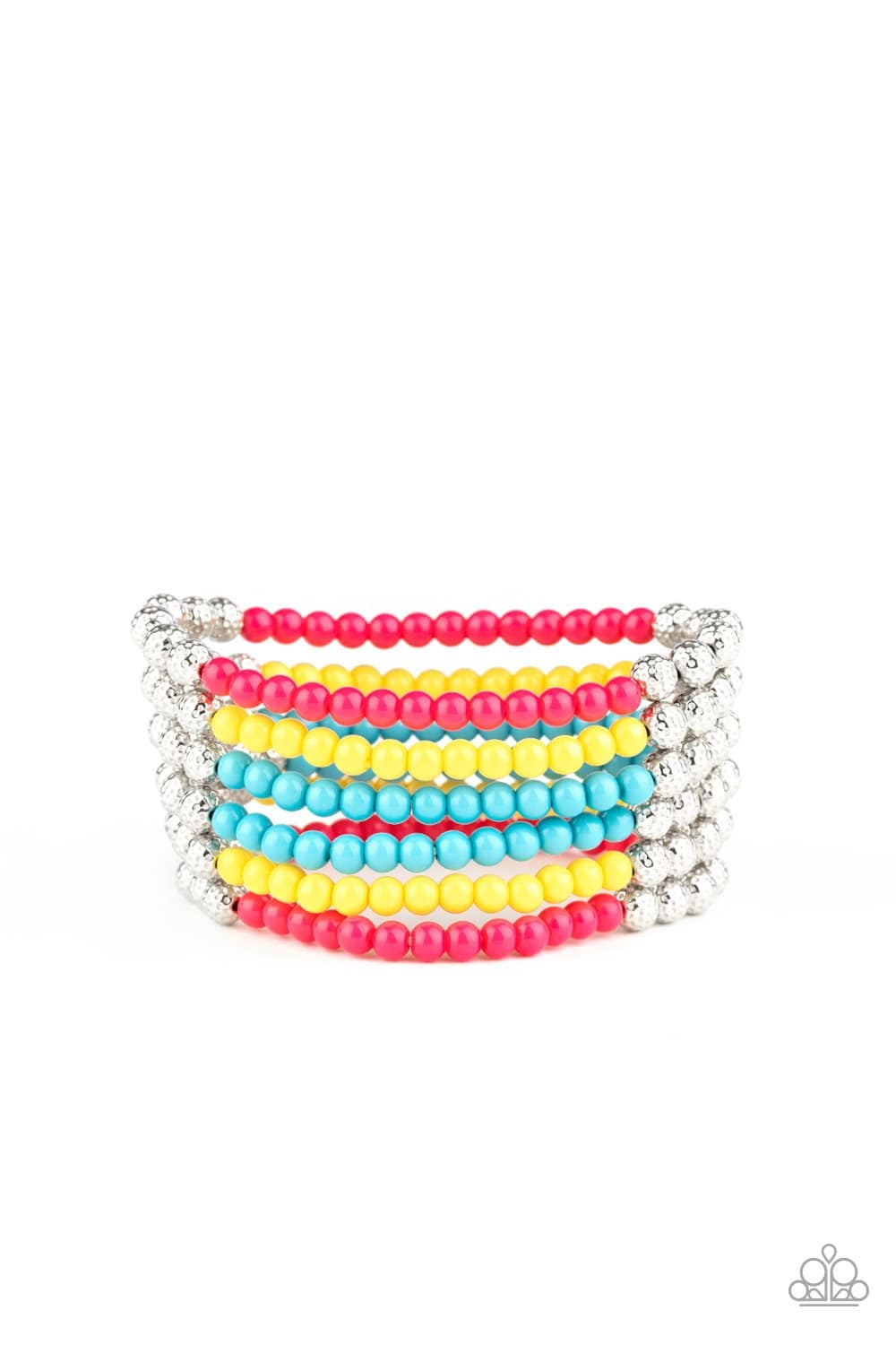 LAYER It On Thick - Pink, Yellow & Blue Bead Stretchy Bracelet - Paparazzi Accessories - GlaMarous Titi Jewels