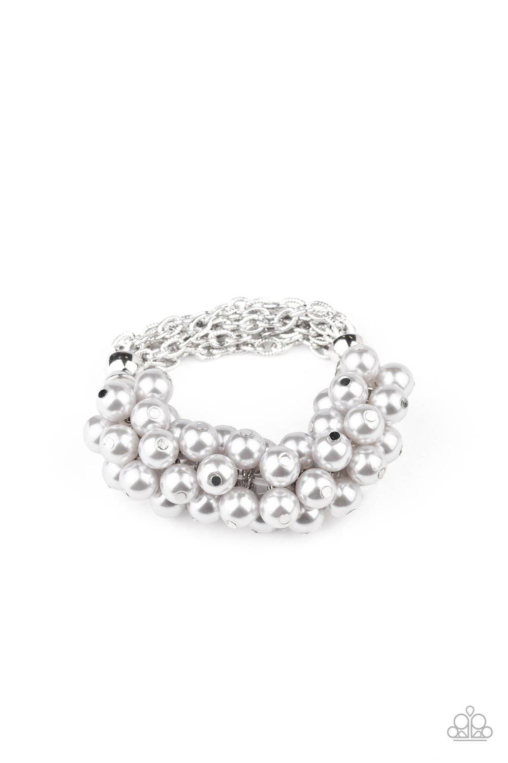Up Class Clash - Silver Stretchy Pearl Bracelet - Paparazzi Accessories - GlaMarous Titi Jewels