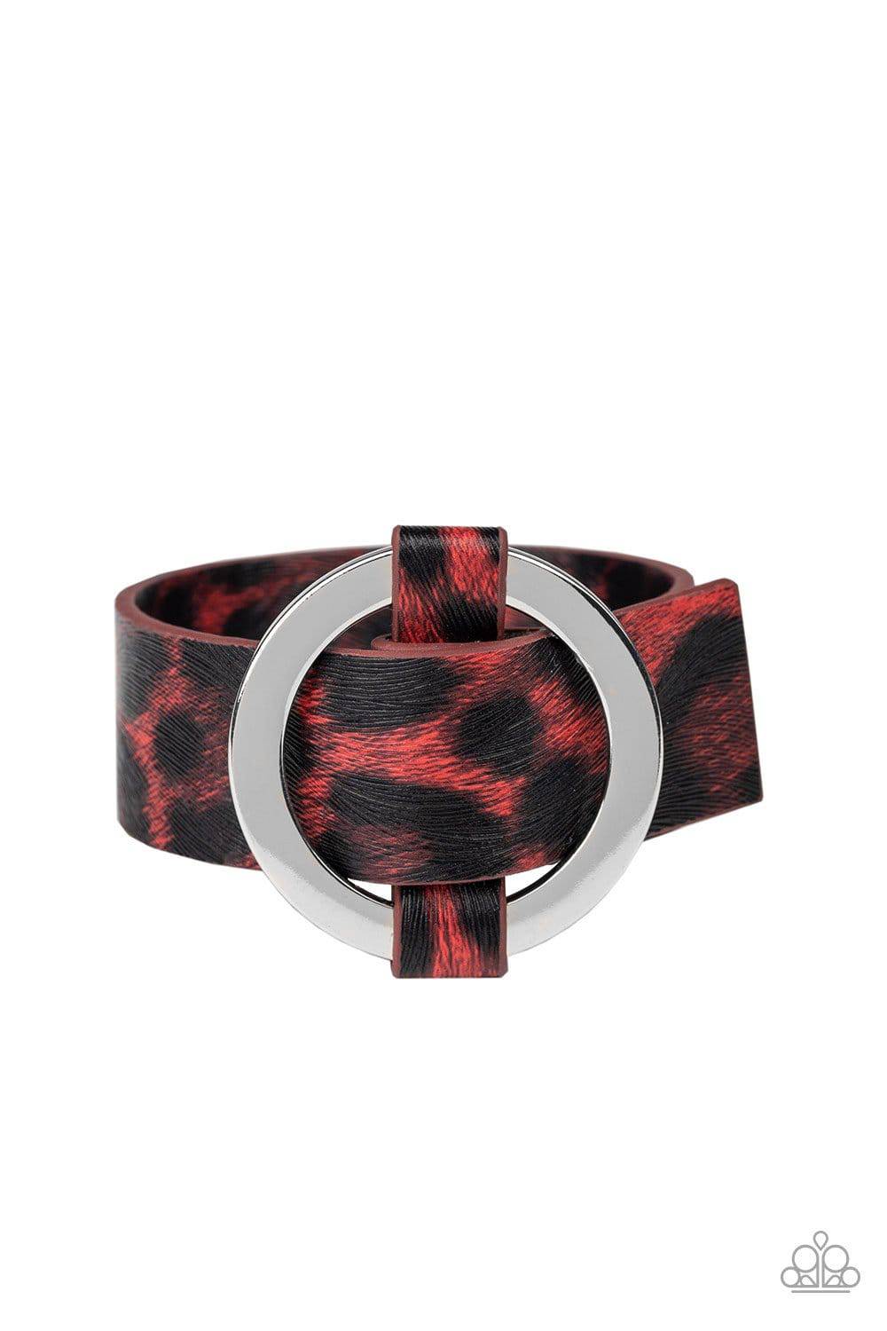 Jungle Cat Couture - Red Cheetah Print Leather Bracelet - Paparazzi Accessories - GlaMarous Titi Jewels
