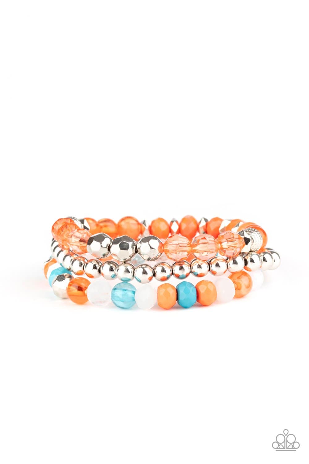 Sugary Shimmer - Glassy Orange Blue White Stretchy Bracelet - Paparazzi Accessories - GlaMarous Titi Jewels