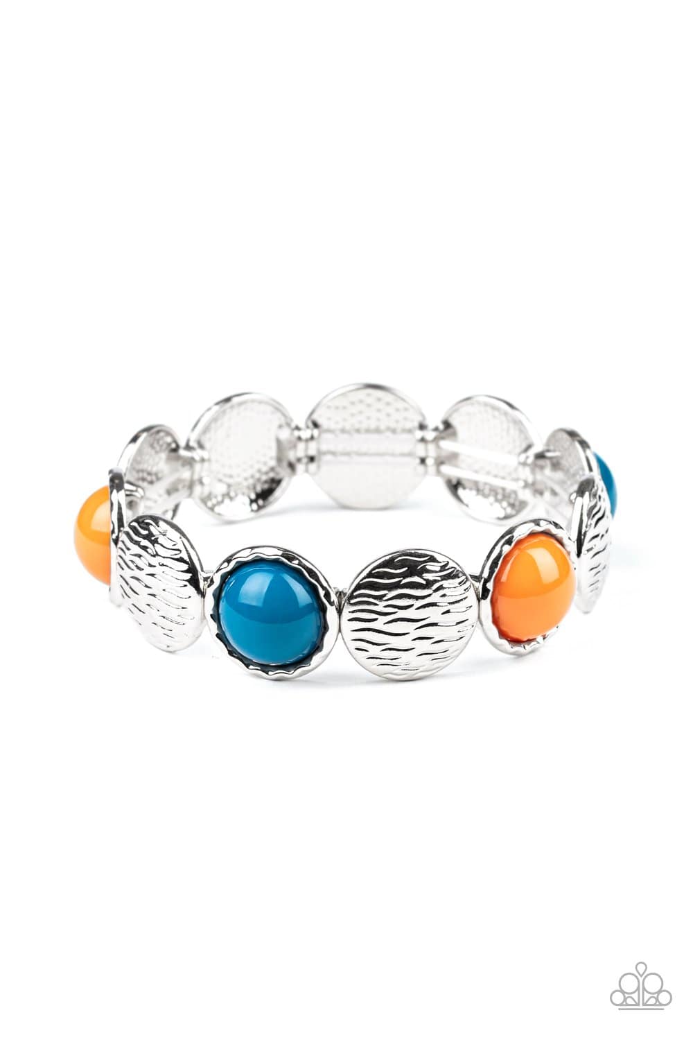 Boardwalk Boho - Multi Orange & Blue Bead Bracelet - Paparazzi Accessories - GlaMarous Titi Jewels