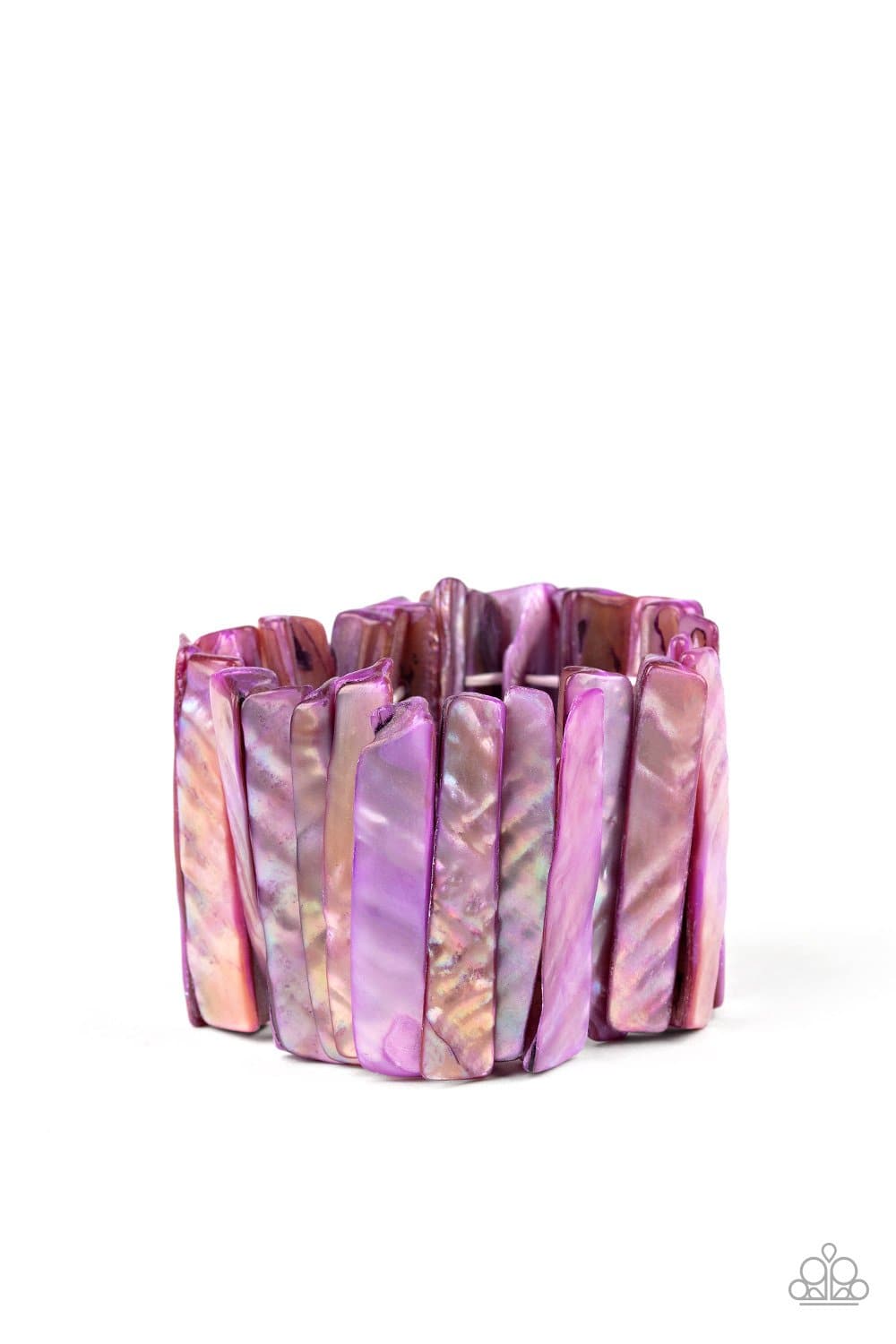 Beach Blast - Purple Shell-like Stretchy Bracelet - Paparazzi Accessories - GlaMarous Titi Jewels