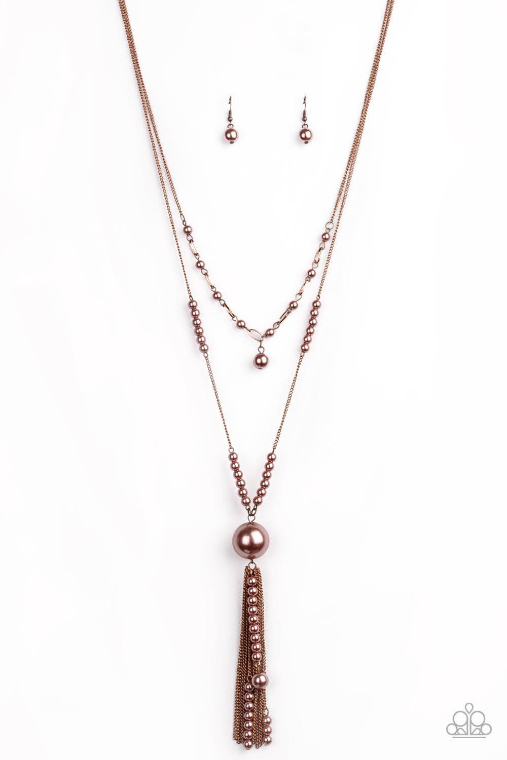 Abstract Elegance - Copper Pearl Necklace - Paparazzi Accessories - GlaMarous Titi Jewels