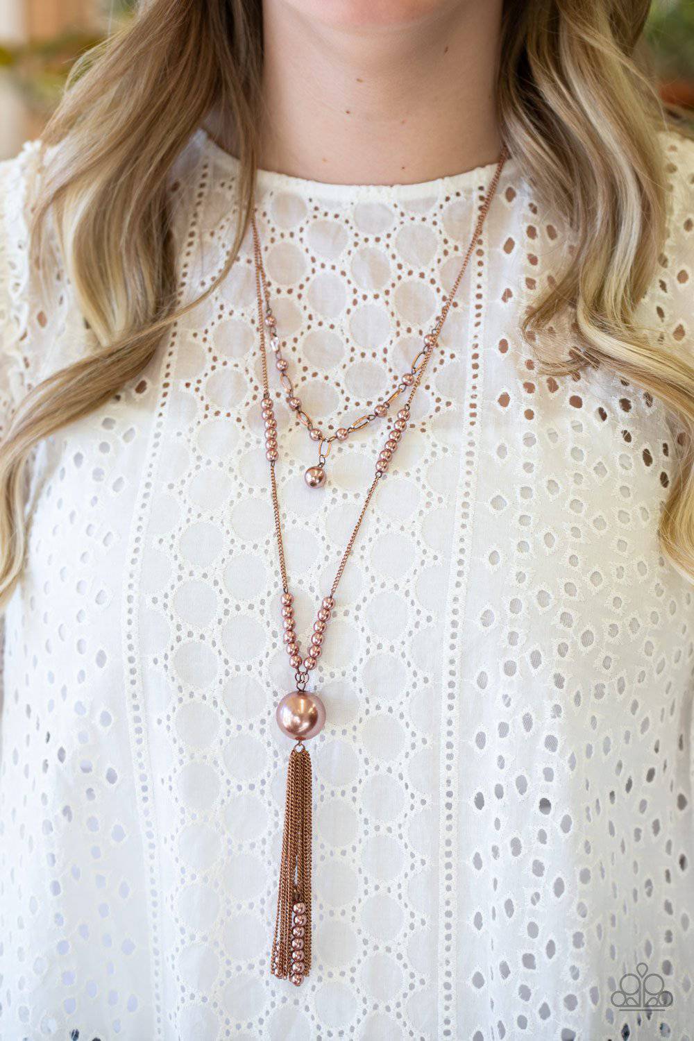 Copper pearl store necklace