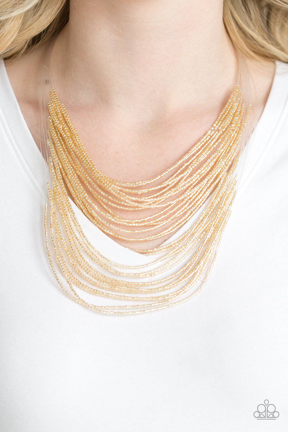 Paparazzi Catwalk Queen - Gold Seed Bead Necklace | GlaMarous Titi