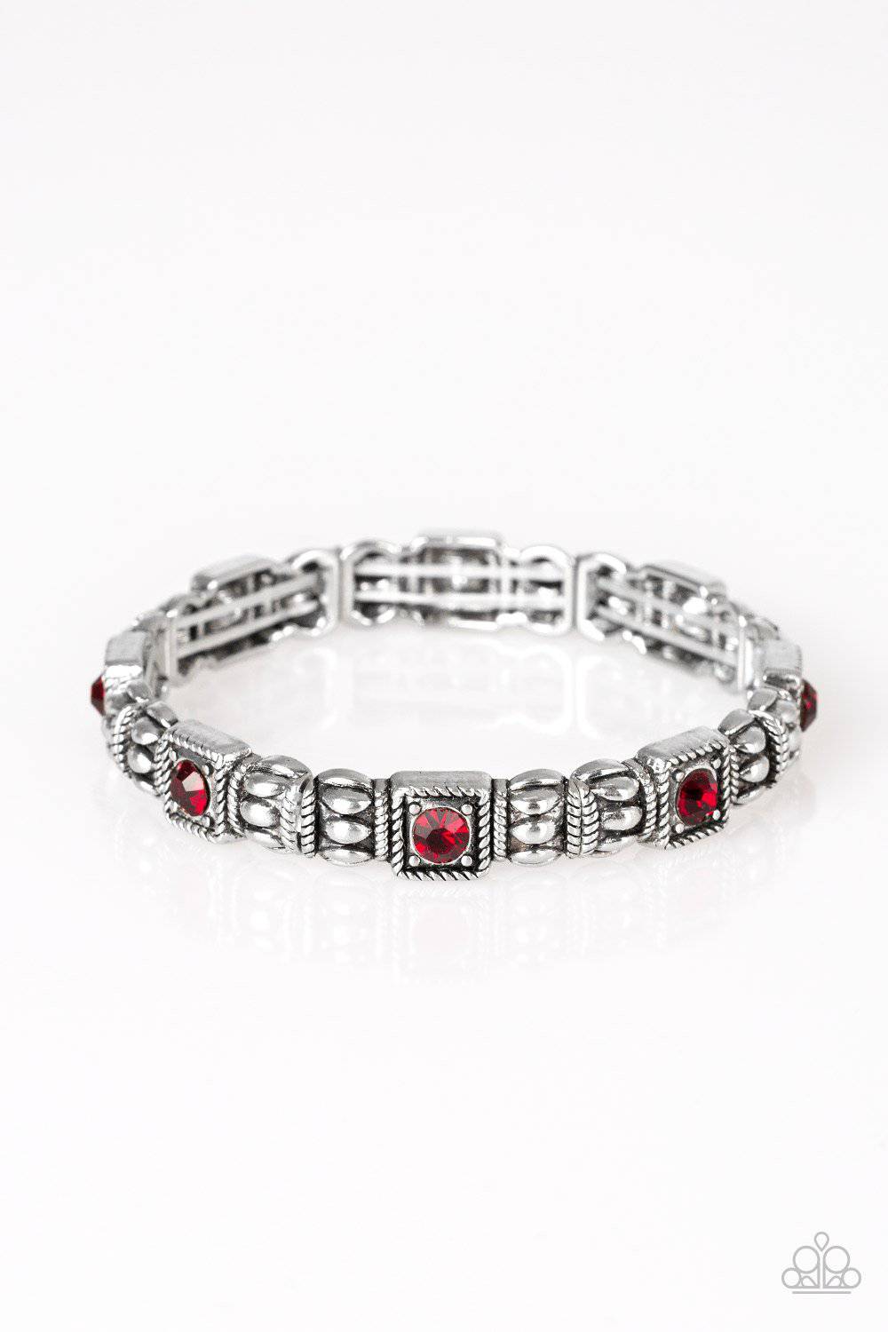 Metro Marvelous - Red Rhinestone Stretchy Bracelet - Paparazzi Accessories - GlaMarous Titi Jewels
