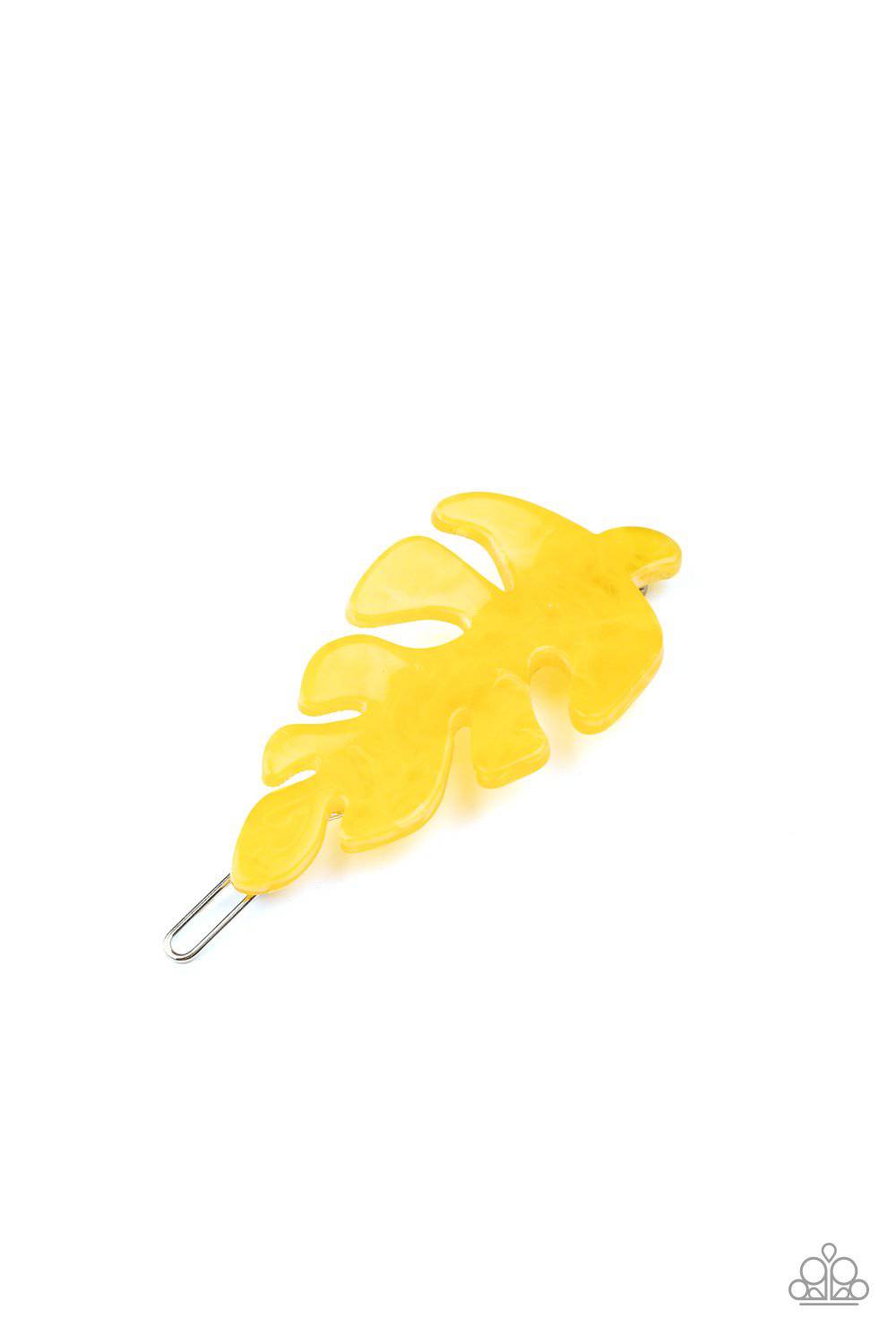 LEAF Your Mark - Yellow Acrylic Leaf Hair Clip - Paparazzi Accessories - GlaMarous Titi Jewels