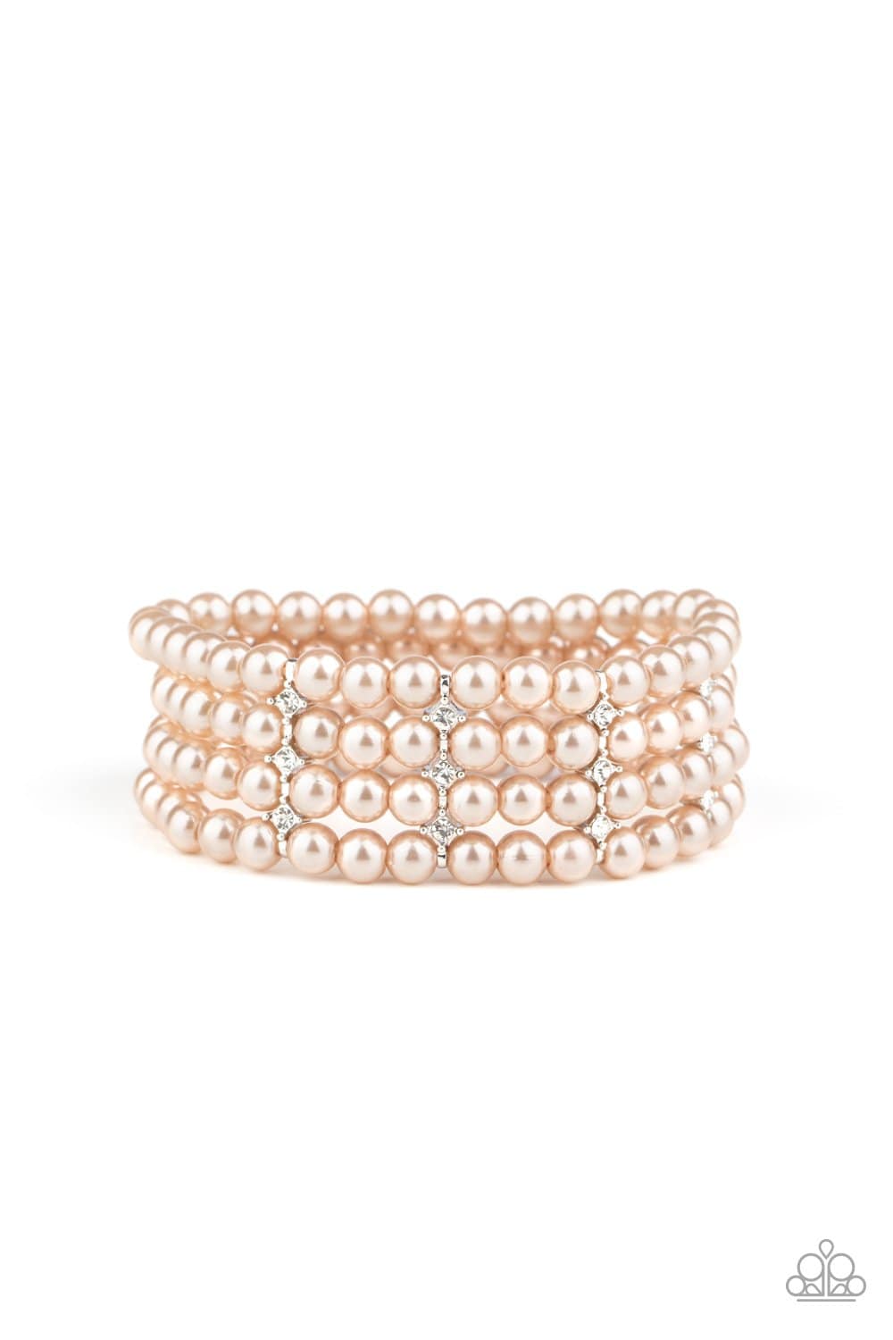Stacked To The Top - Brown Pearl Stretchy Bracelet - Paparazzi Accessories - GlaMarous Titi Jewels