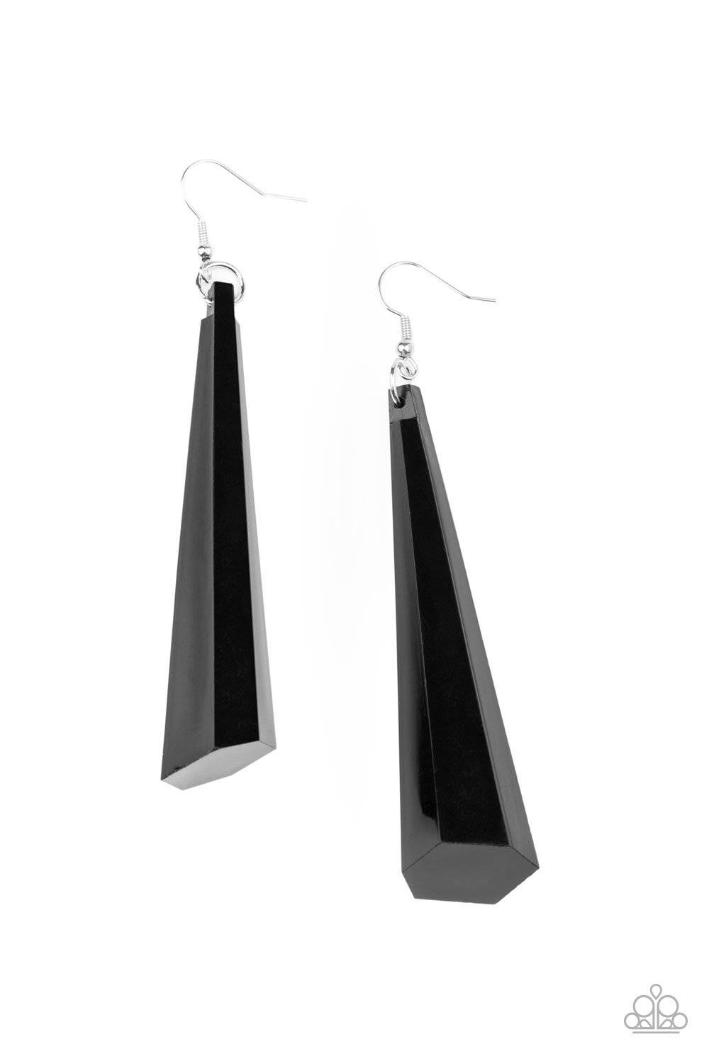 Break The Ice - Black Asymmetrical Cone Shape Earrings - Paparazzi Accessories - GlaMarous Titi Jewels